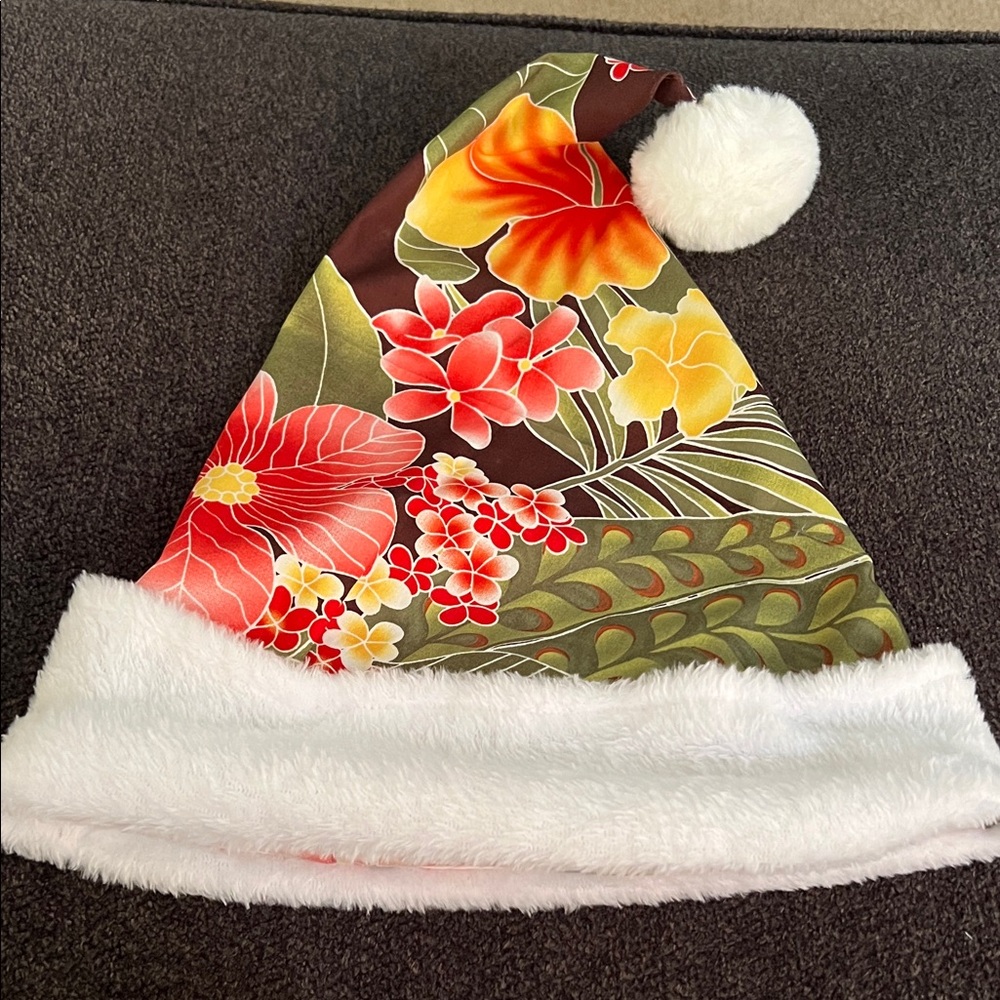 Hawaiian Santa hat handmade 12” opening flat.